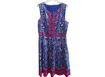 Talbots Blue/pink Paisley Print Dress Size 14