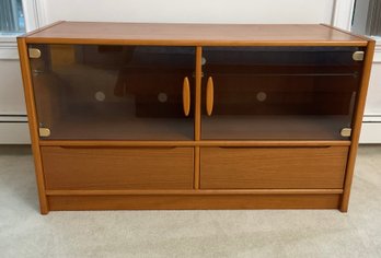 MCM DANISH TEAK Dresser With Glass Front Doors