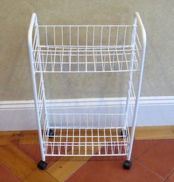 White Metal Wheeled Toilet Paper Or Laundry Cart