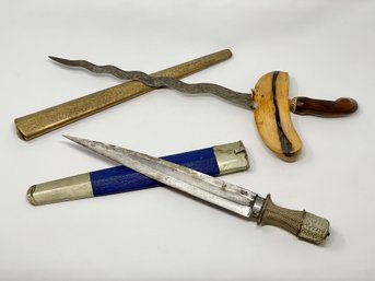 Vintage Dagger And Kris With Sheaths