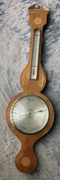 Large Vintage/ Antique SHERATON Style Banjo Barometer With Marquetry Inlay