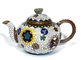 Antique Chinese Cloisonne Diminutive Teapot Enamel