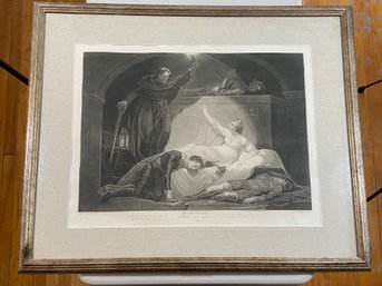 Shakespeare Romeo & Juliet Lithograph Painted J. Northcote Engraved P. Simon 34x29 Large Lovely Framed Matted