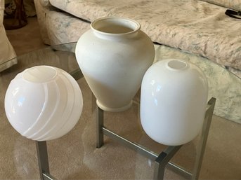 Home Decor- Three White Glass Vases