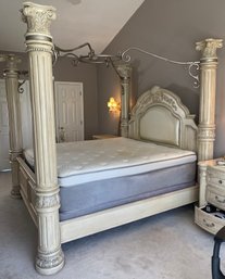 AICO Monte Carlo II King Poster Bed Canopy In Silver Pearl