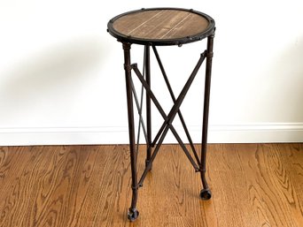 Metal Accordion Side Table On Casters
