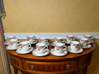 Set Of Twelve Mikasa 'Fruit Panorama'  Country Classics Tea Cups & Saucers