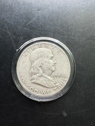 1954-D Benjamin Franklin Silver Half Dollar