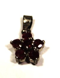 Small Sterling Silver Bohemian Garnet Pendant