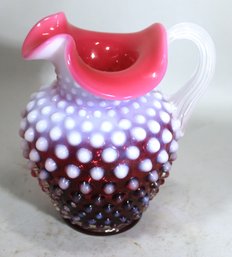 Fenton Cranberry Opalescent Pitcher W Applied Handle