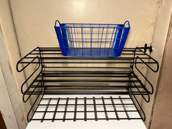 Pair Of Wall Mountable Shoe Racks & Storage Bin