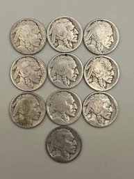 10 Buffalo Nickels Unknown Dates