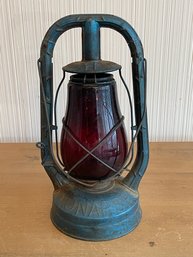 Dietz Monarch Railroad Lantern With Original Red Glass Chimney
