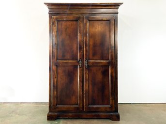 A Large Exotic Hardwood Wardrobe Cabinet By Pottery Barn (Hanging Bar AND Optional Shelves)