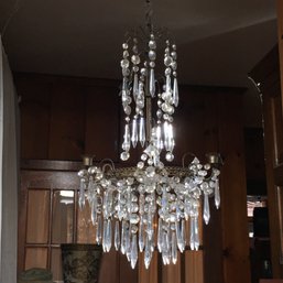 Very Nice Antique Crystal Chandelier - Beautiful Style - Very Elegant Piece - Great Size - Use Anywhere !