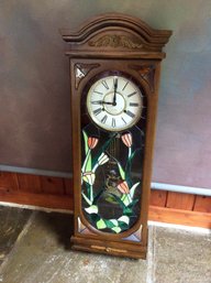 Vintage Stained Glass Tulips Wall Clock