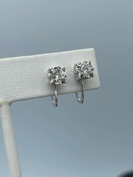 Vibrant & Stunning 14k White Gold Diamond Screwback Earrings
