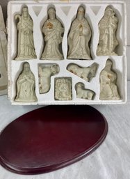 Porcelain Nativity Set With Board