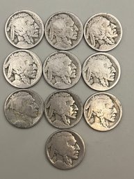 10 Buffalo Nickels Unknown Dates