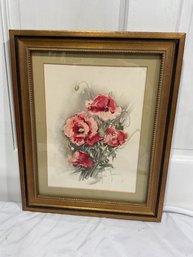 Beautiful, Vintage Signed  Floral Water Color