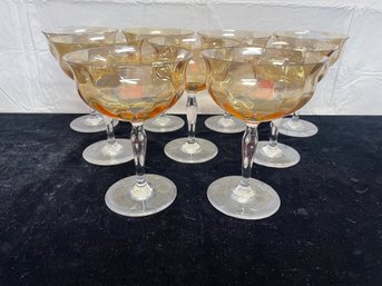 Coupe Champagne Sherbet Amber Opalescent Glasses