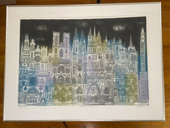 Cathedral Fantasy Artist Proof Lithograph Signed John Ross 48x36 Framed