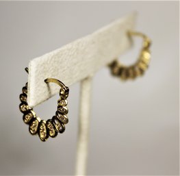 Gold Over Sterling Silver Pierced Openwork Hoop Pierced Earrings