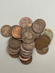 30 Wheat Pennies 1930's, 1940's, 1950's