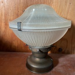 A Fabulous Vintage Semi Flush Brass And Glass Light Fixture
