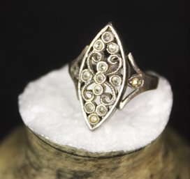 Sterling Silver Ring Having White Stones Size 6 Vintage