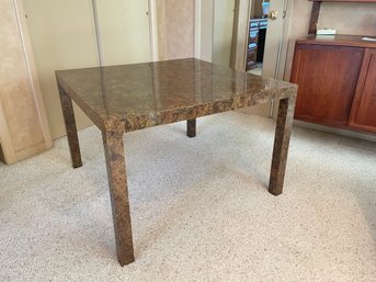 MCM Faux Marble Milo Baughman Style Square Parson Table.