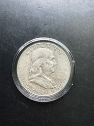 1959-D Benjamin Franklin Silver Half Dollar