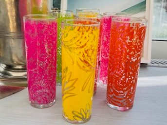 Set Of 7 Lilly Pulitzer Cocktail Glasses