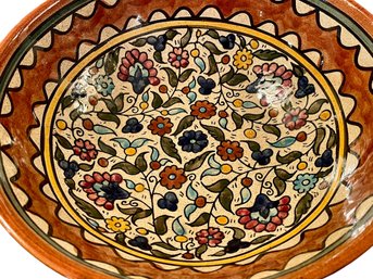 Druze Israeli Hand Painted Pottery Bowl