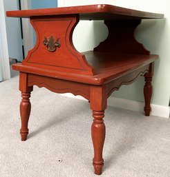 A Carved Cherry Tiered Side Table