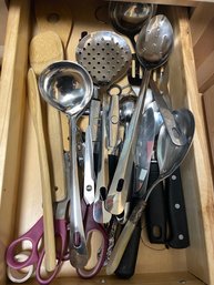 Utensil Drawer Stainless Steel Serving Spoons Wooden Bamboo Spoons, Knives