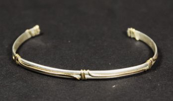 Vintage Sterling Silver Child's Bracelet Having Gold Wire