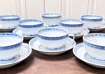 An 8 Piece Chinese Tea Set - Inset Opaque Beads!