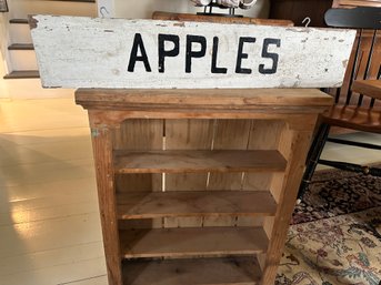 Handpainted Apple Sign And 4 Shelf Display Case