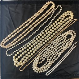 Six Faux Pearl Necklaces