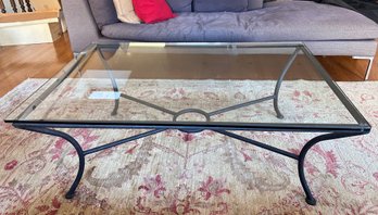 Crate & Barrel Candide Large Glass Coffee Table With Metal Frame With Original Receipt