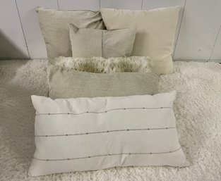 Six Neutral Tone Pillows: Donna Karan, Ralph Lauren & Pottery Barn