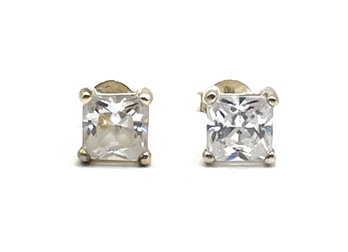 Vintage Silpada Designer Sterling Silver Clear Stones Stud Earrings