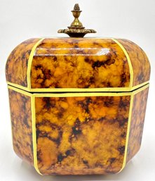 Vintage Maitland Smith Faux Tortoise Shell Box With Brass Handle, Philippines, Originally Purchased For $385