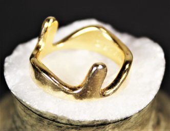 Another Modernist Gold Over Sterling Silver Ring Size 6