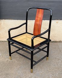 Vintage Henredon Lacquered Cane Seat Armchair