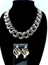 Fabulous Silvertone Necklace & Earring Set By Morgan Taylor