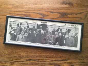 VINTAGE WOODEN FRAMED COPY OF 1924 ASCAP COPYRIGHT DELEGATION PHOTO FROM VARIETY NEWSPAPER ARTICLE MAR 25,1964