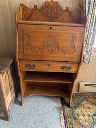 Antique Oak Drop Front Desk