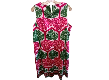 London Times Women's Summer Dress With Bold Pink/green Tree Pattern - Size 14